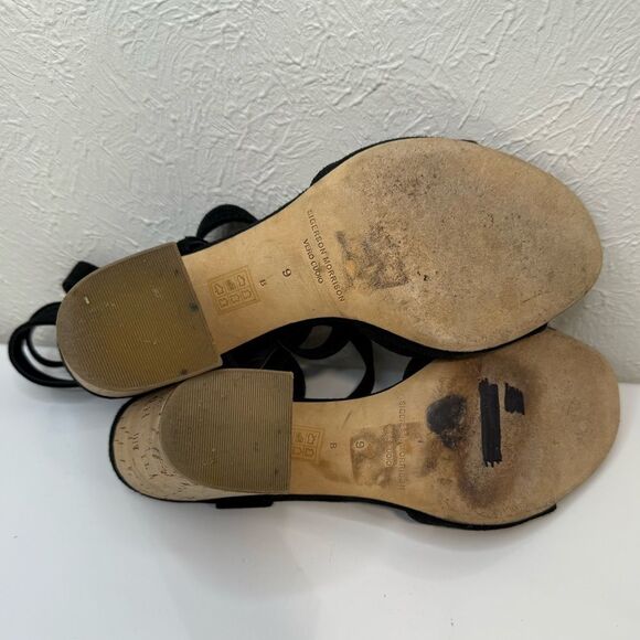 Sigerson Morrison Paulina 2 Black Suede Block Heel Sandals Sz 9 EUC - Picture 8 of 8